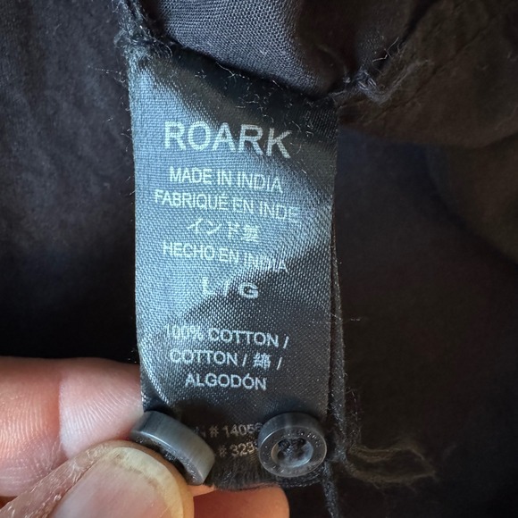 ROARK Mens Classic Fit Black Cotton Long Sleeve Button Up Shirt Large Preppy - Picture 7 of 14